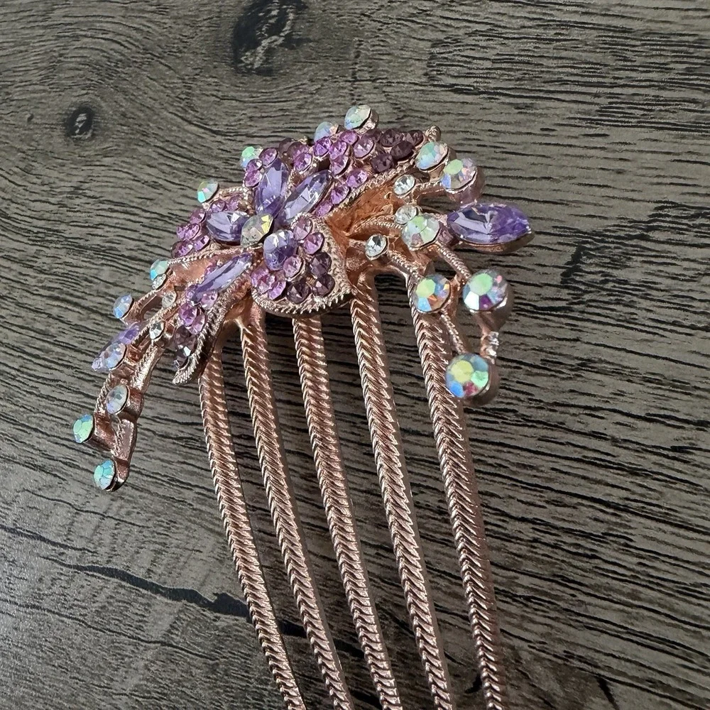 Womens Rhinestone Crystal Wedding Flower Hair Comb Clip Hairpin Bridal Jewelry